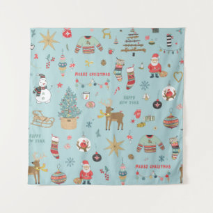 Tenture Motif de l'enlèvement de Noël du sapin des neiges