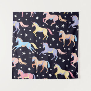 Tenture Motif de licorne foncé. Unicorne et étoile de