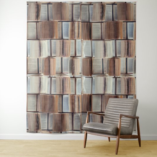 Tenture Motif de livres ouverts mignons pour mur d'auteurs (En situation)