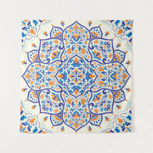 Tenture Motif de luxe Orange Blue Ornament