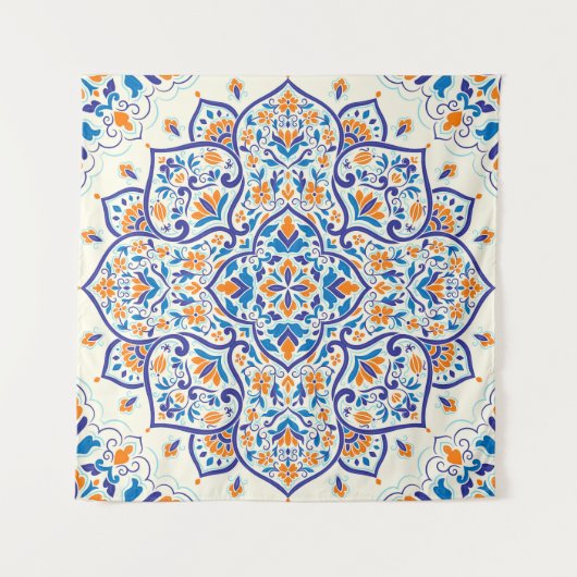 Tenture Motif de luxe Orange Blue Ornament (Devant)