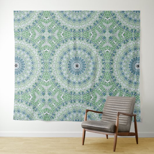 Tenture Motif de mandala côtier bleu et vert de mer (En situation (horizontale))
