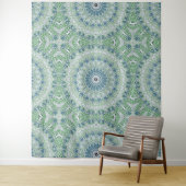 Tenture Motif de mandala côtier bleu et vert de mer (En situation)