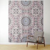 Tenture Motif de mandala rose gris et blanc (En situation)