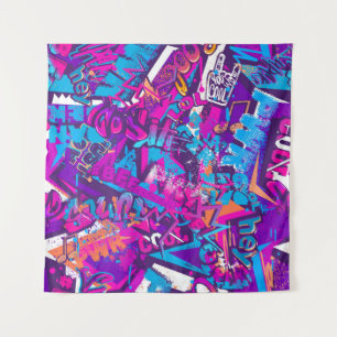 Tenture Motif de mots de graffiti sans couture abstrait. R
