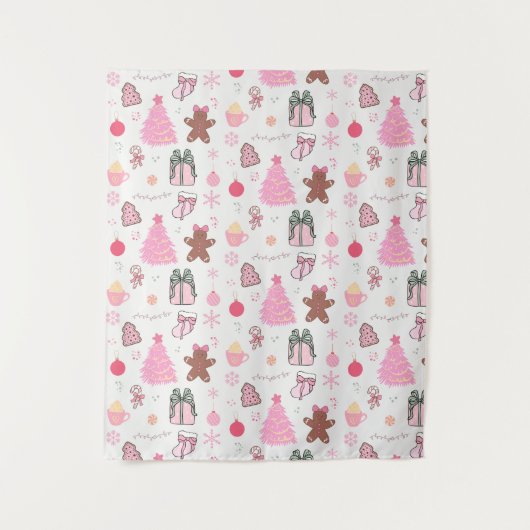 Tenture Motif de Noël rose (Devant)