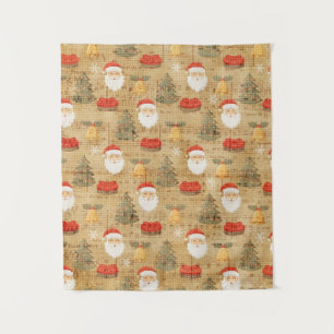 Tenture Motif de Noël vintage avec le Père Noël