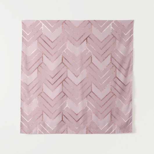 Tenture Motif de paillettes de cœurs en or rose. (Devant)