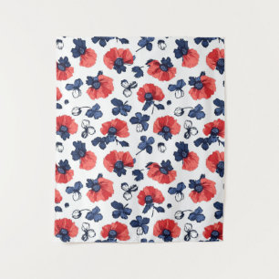 Tenture Motif de pépites d'aquarelle - Rouge, Bleu et Blan