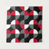 Tenture Motif de plaid géométrique noir, rouge, blanc. (Devant (Horizontal))