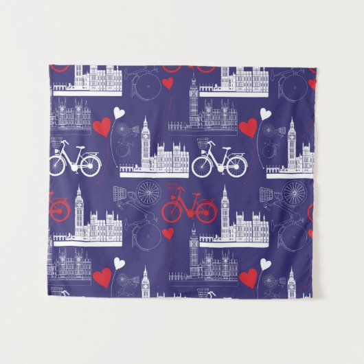 Tenture Motif de points de repère de Londres (Devant (Horizontal))