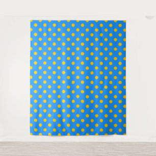 Tenture Motif de points jaunes sur fond bleu