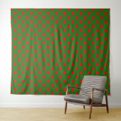 Tenture Motif de pois rouges sur fond vert  (En situation (horizontale))