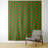 Tenture Motif de pois rouges sur fond vert  (En situation)