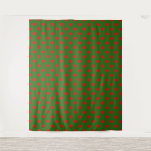 Tenture Motif de pois rouges sur fond vert  (Devant)