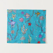 Tenture Motif de poisson turquoise (Devant (Horizontal))
