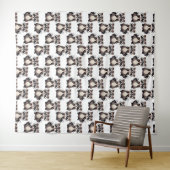 Tenture Motif de Raton Laveur Design Blanc (En situation (horizontale))