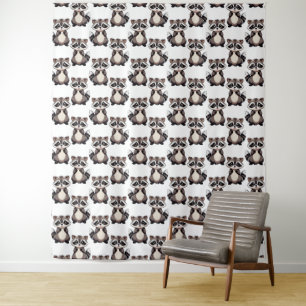 Tenture Motif de Raton Laveur Design Blanc