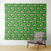 Tenture Motif de Raton Laveur Vert  (En situation (horizontale))