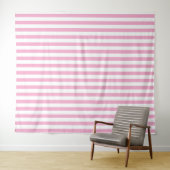 Tenture Motif de rayure verticale rose et blanc (En situation (horizontale))