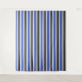 Tenture Motif de rayures blanches noires bleues  (Devant)
