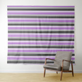 Tenture Motif de rayures blanches noires violettes (En situation (horizontale))