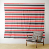Tenture Motif de rayures rouges noires et blanches (En situation (horizontale))