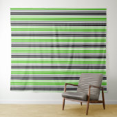 Tenture Motif de rayures vert noir blanc  (En situation (horizontale))