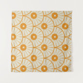 Tenture Motif de soleil abstrait Art Déco orange (Devant (Horizontal))