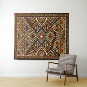 Tenture Motif de surface abstrait boho Ocbre noir (En situation (horizontale))