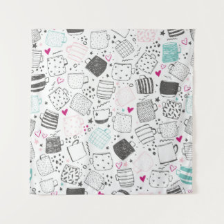 Tenture Motif de tasse dessinée à la main, conception tran