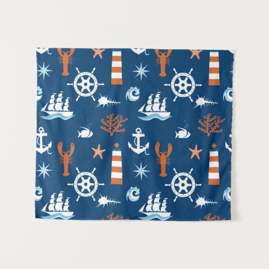 Tenture Motif de thème de mer (Devant (Horizontal))