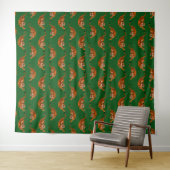 Tenture Motif de tigre avec fond vert (En situation (horizontale))