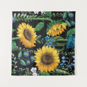 Tenture Motif de tournesol Arrière - plan noir (Devant (Horizontal))