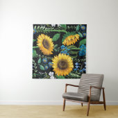 Tenture Motif de tournesol Arrière - plan noir (En situation (horizontale))