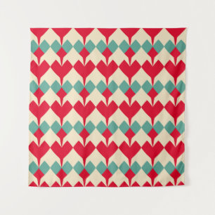 Tenture Motif de tuiles de coeurs rouges et bleus à la men