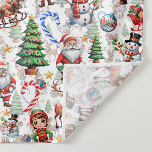 Tenture Motif décoratif de Noël sur fond blanc