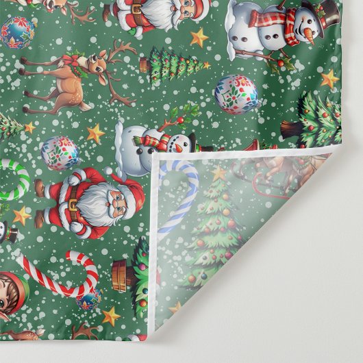 Tenture Motif décoratif de Noël sur fond vert