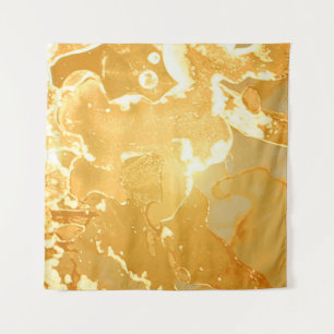 Tenture Motif d'encre de marbre jaune doré