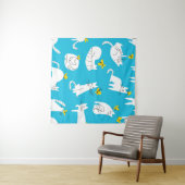 Tenture Motif des chats et papillons (En situation (horizontale))