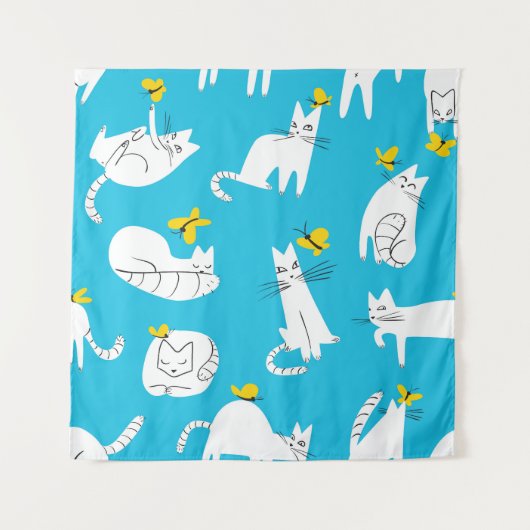 Tenture Motif des chats et papillons (Devant)