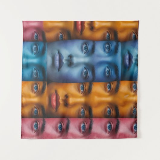 Tenture Motif des faces colorées (Devant (Horizontal))