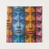 Tenture Motif des faces colorées (Devant)