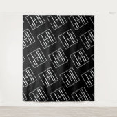 Tenture Motif des initiales Mariages modernes | Noir & Bla (Devant)