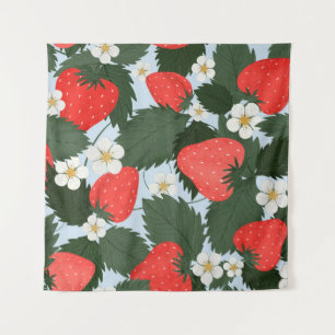 Tenture Motif d'été avec fraises. Laine de fraises
