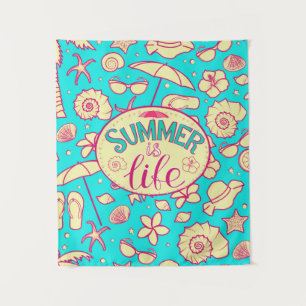 Tenture Motif d'été sur arrière - plan turquoise : paraplu