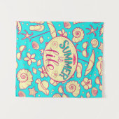 Tenture Motif d'été sur arrière - plan turquoise : paraplu (Devant (Horizontal))