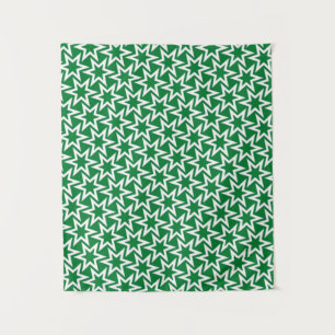 Tenture Motif d'étoile géométrique blanc et vert