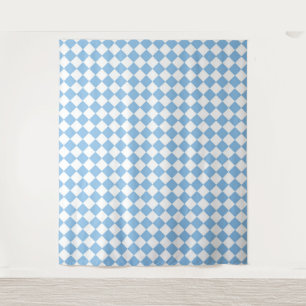 Tenture Motif diamant à carreaux bleu blanc