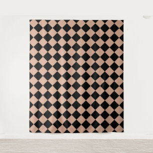 Tenture Motif diamant à carreaux rose noir